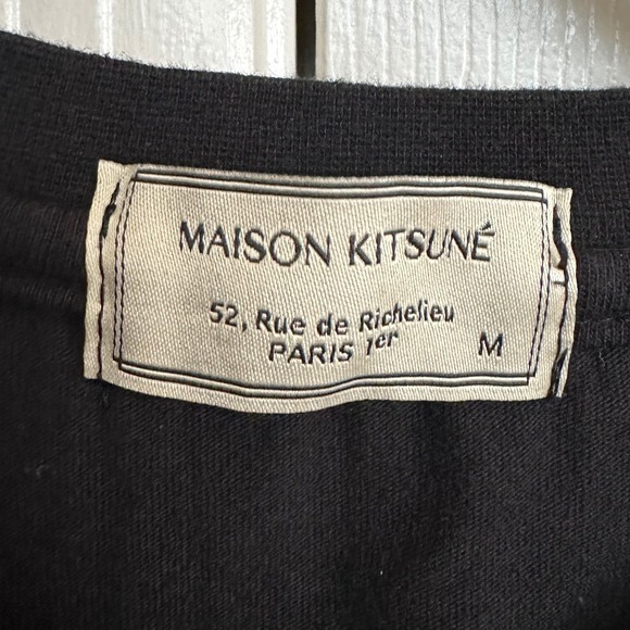 Maison Kitsuné Double Embroidered Fox Head Patch T-Shirt Black Size M Authentic